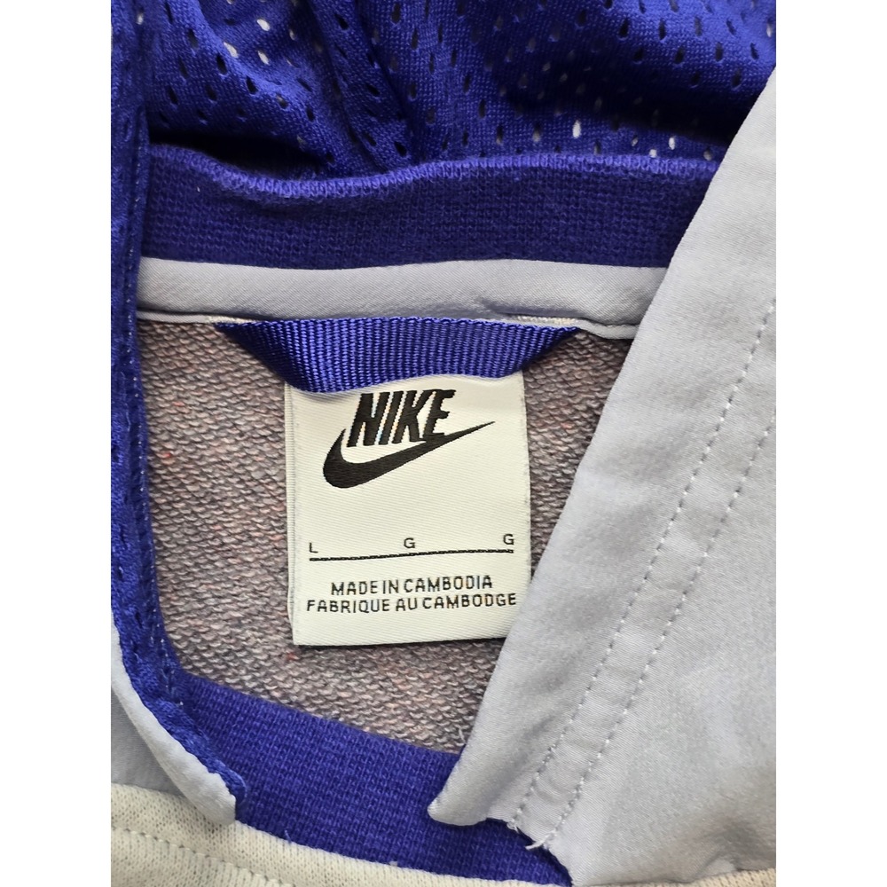 Nike Kids Large Hoodie Grey Purple Speckled Logo Zipper Pocket Sportswear L - Picture 3 of 8